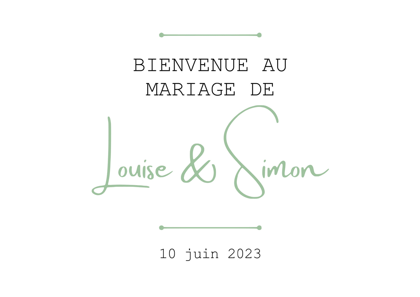 Affiche à imprimer "BIENVENUE AU MARIAGE DE" à personnaliser