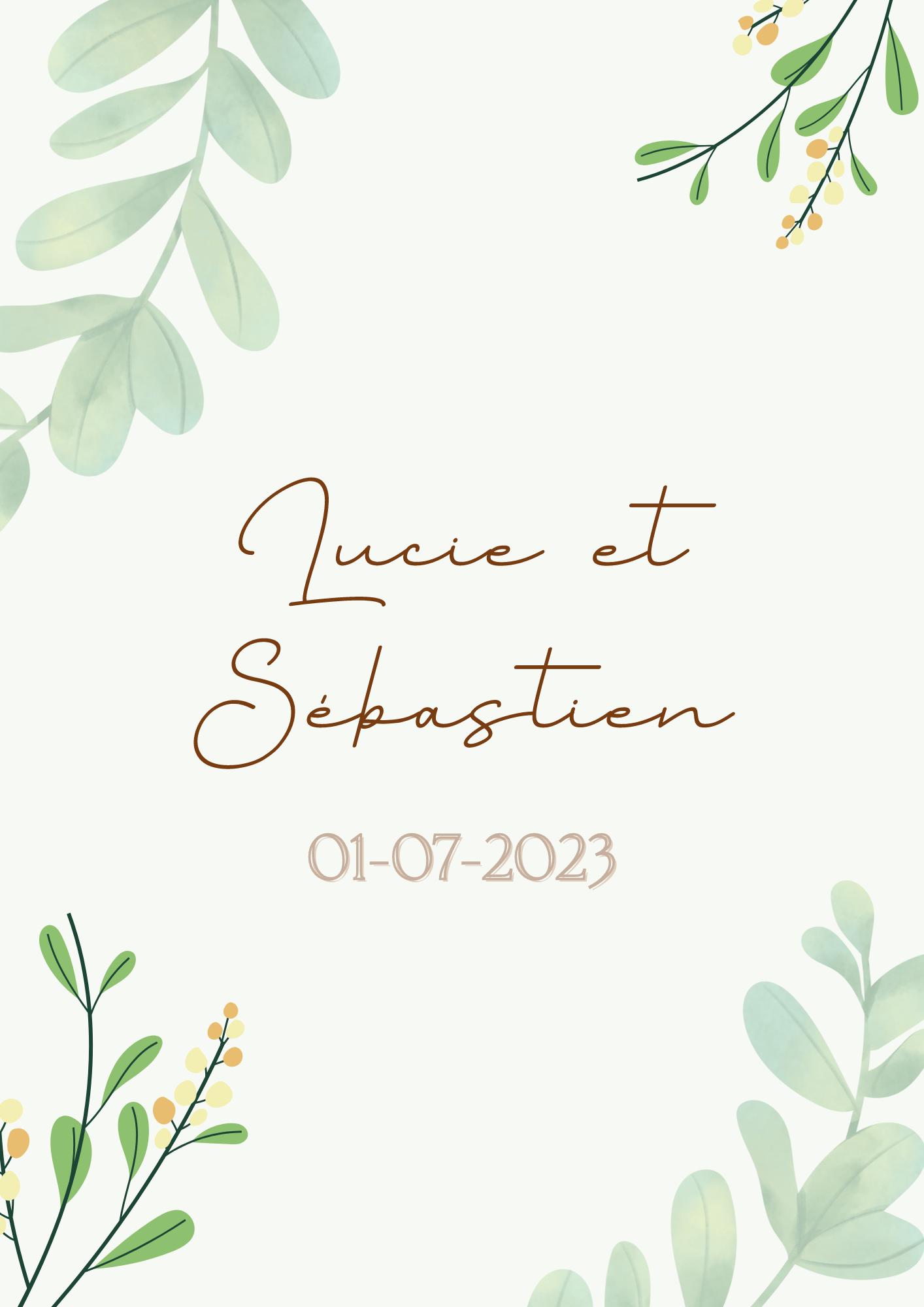 Affiche numérique "prénoms" "date"