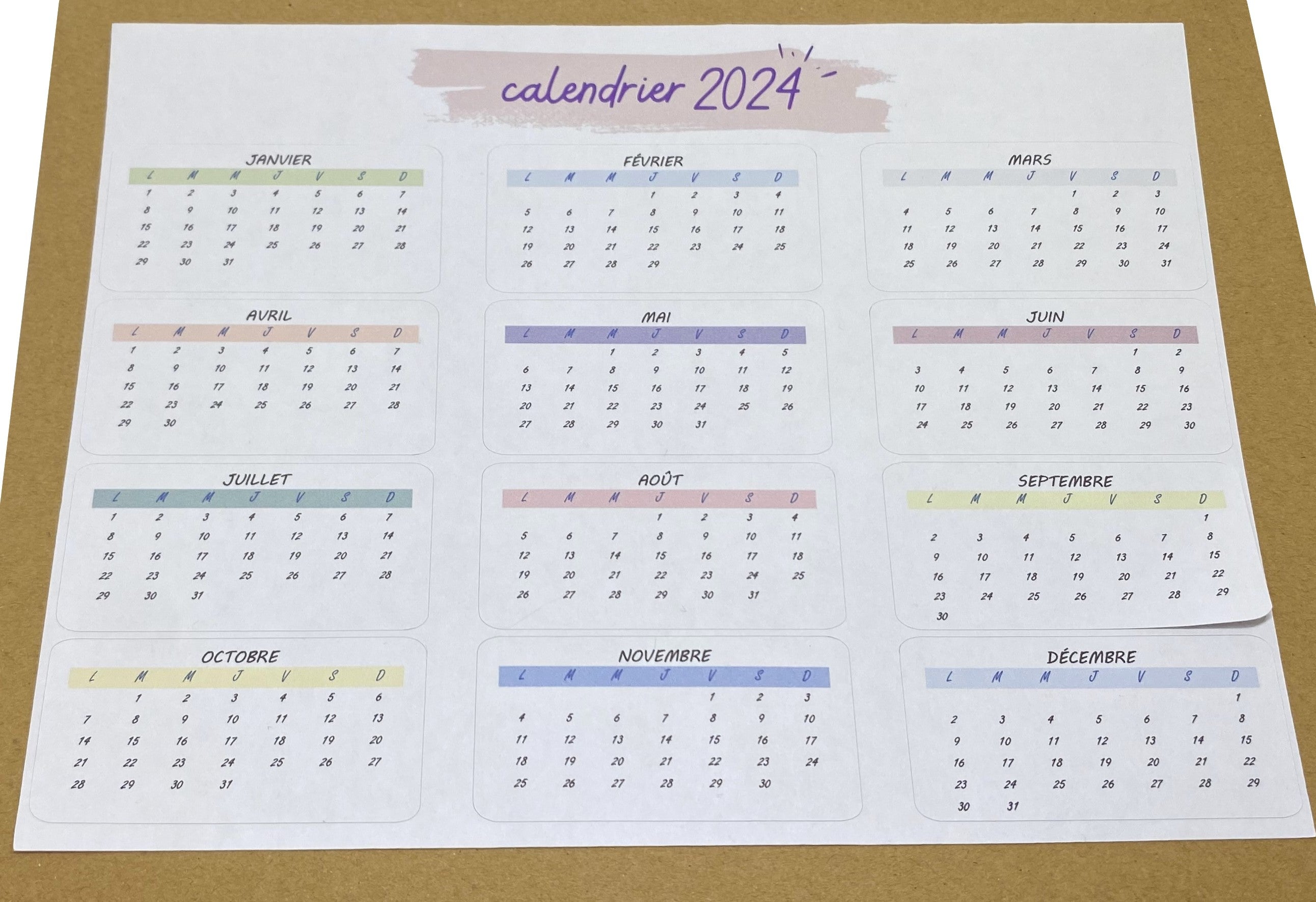 Mini calendrier 2024