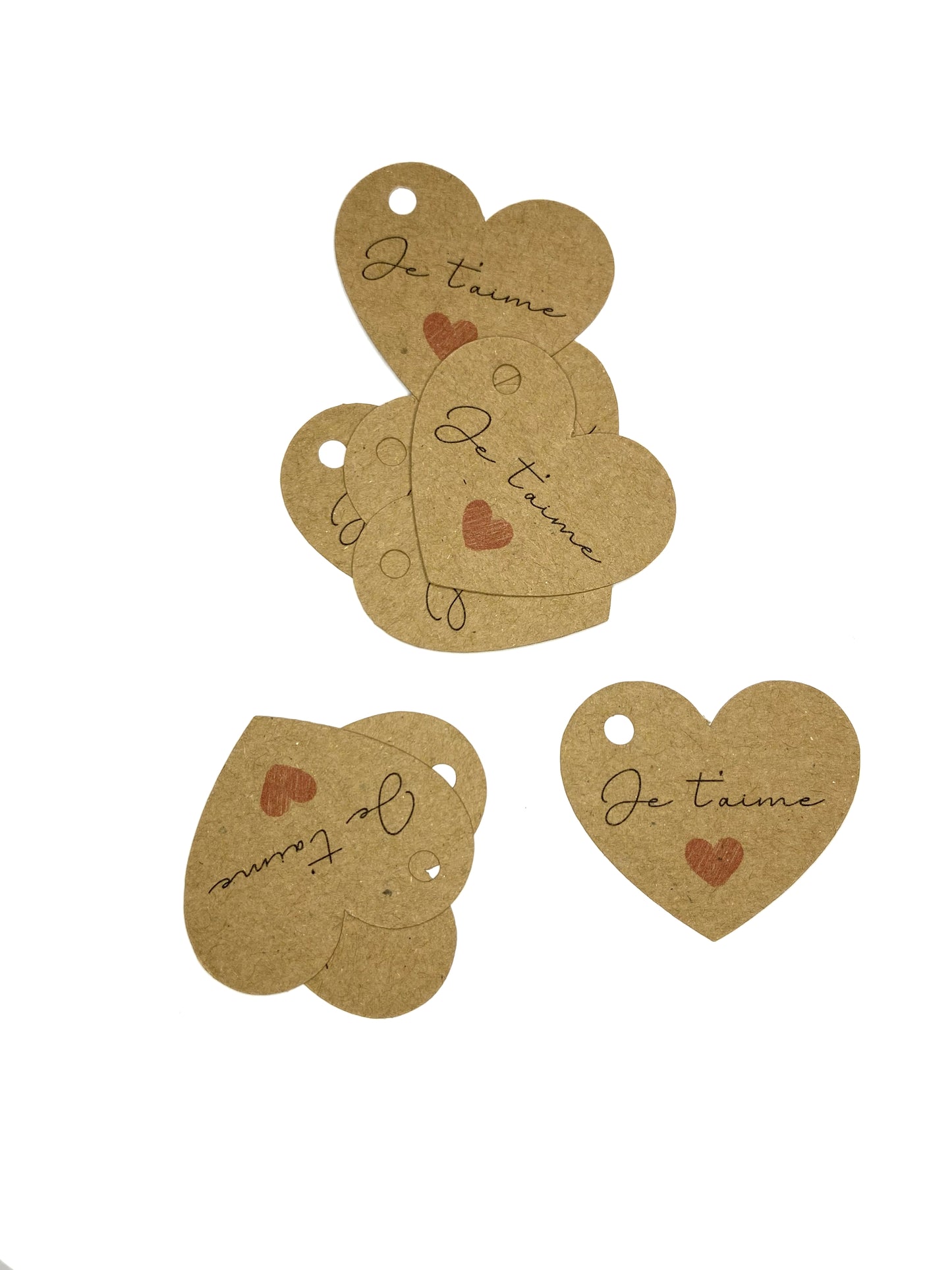 Etiquettes kraft cœur "Je t'aime ❤️" Saint Valentin