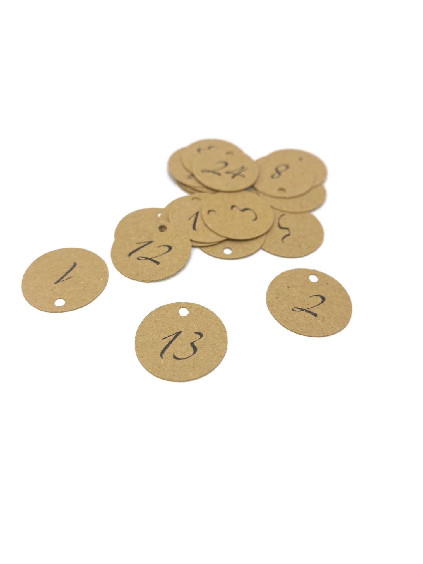 24 étiquettes kraft numérotées calendrier de l'avent