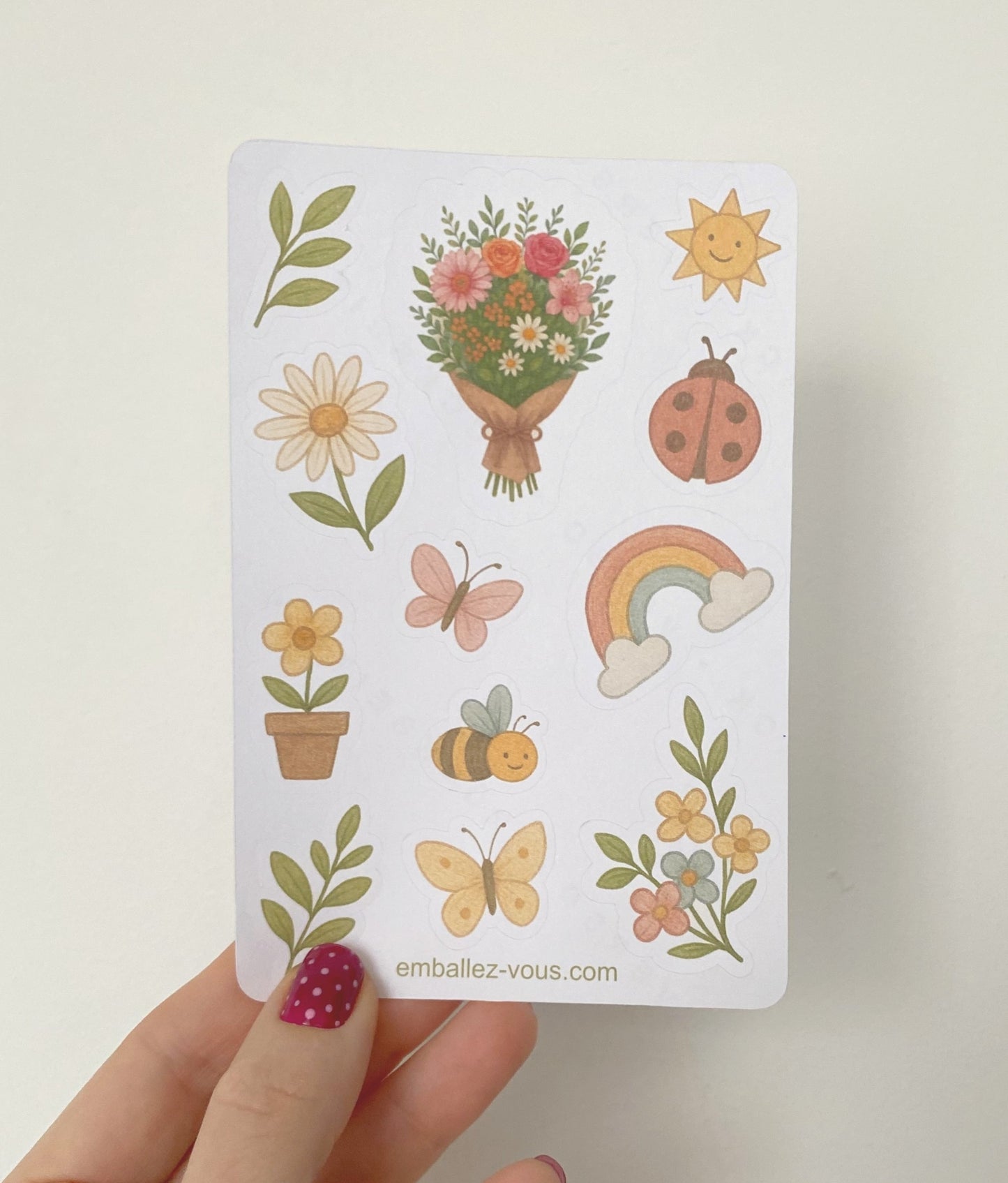 Feuille de stickers printanier
