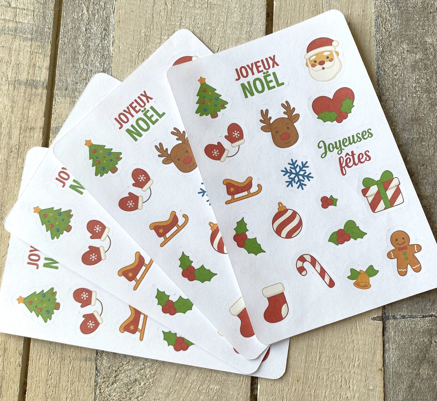 2 planches d'autocollants de Noël