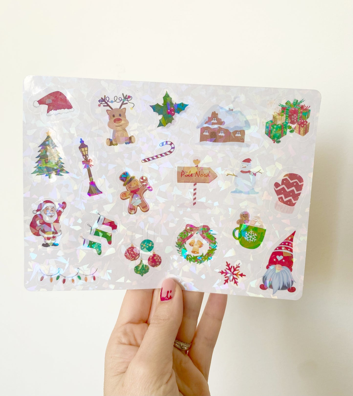 40 stickers autocollants de Noël holographiques