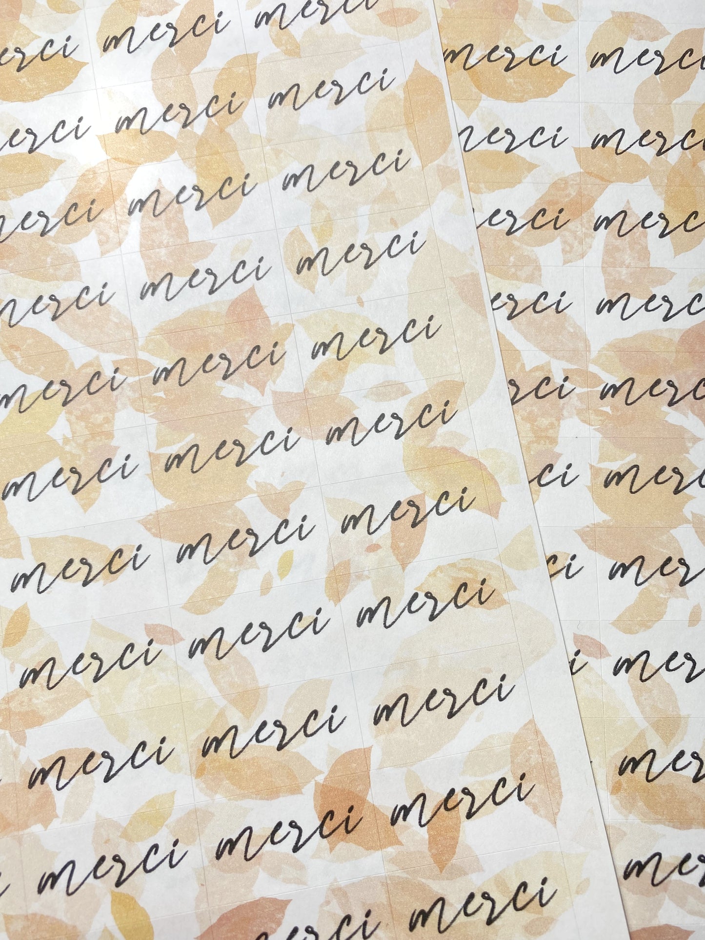 65 stickers "merci" motif feuilles automnales