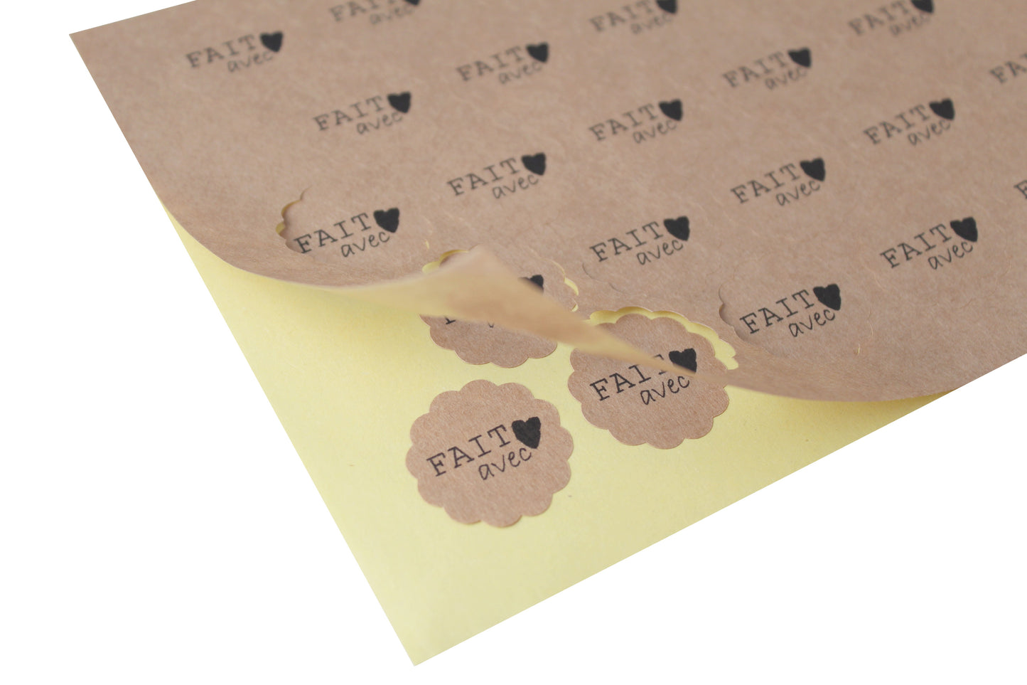 autocollant kraft fait avec amour
