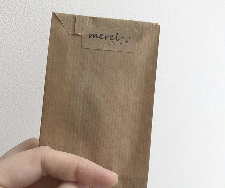 Etiquettes autocollantes rectangulaire "Merci"