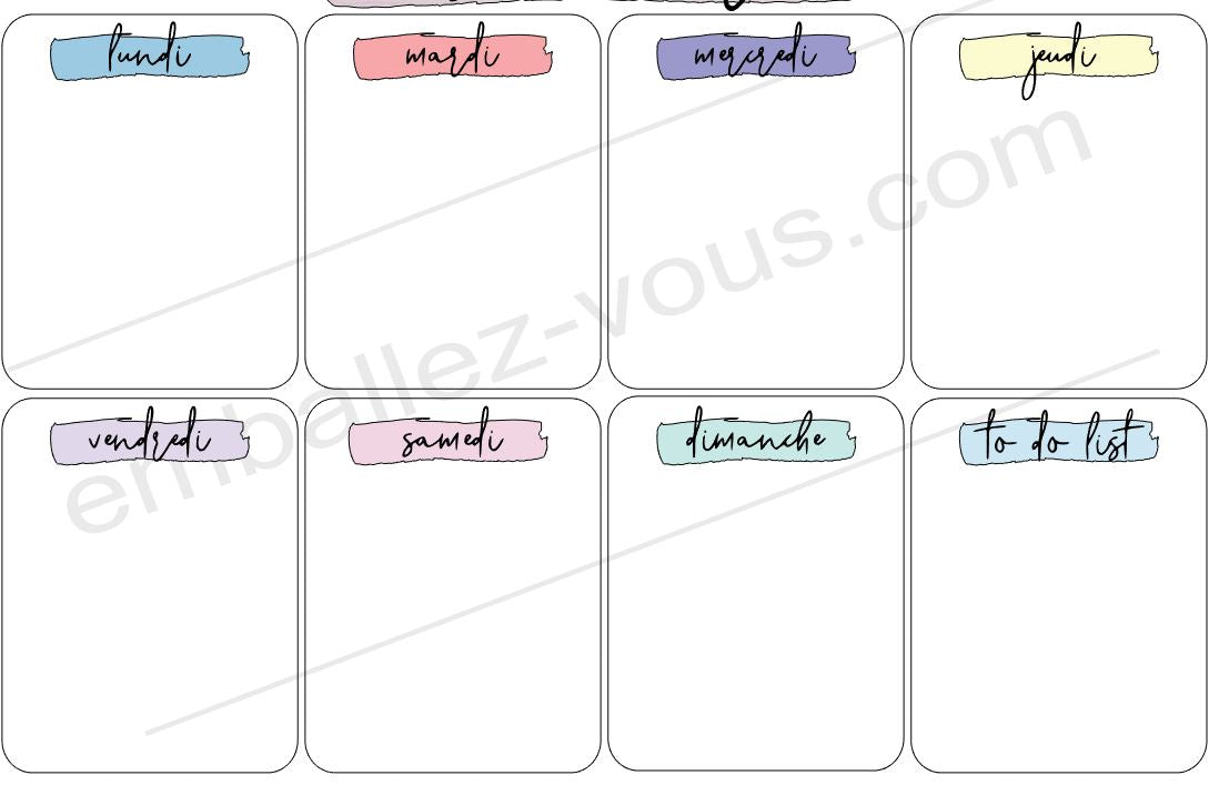 Semainier numérique format PDF à imprimer de chez vous
