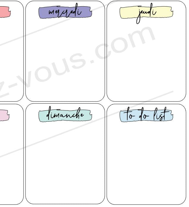 Semainier numérique format PDF à imprimer de chez vous