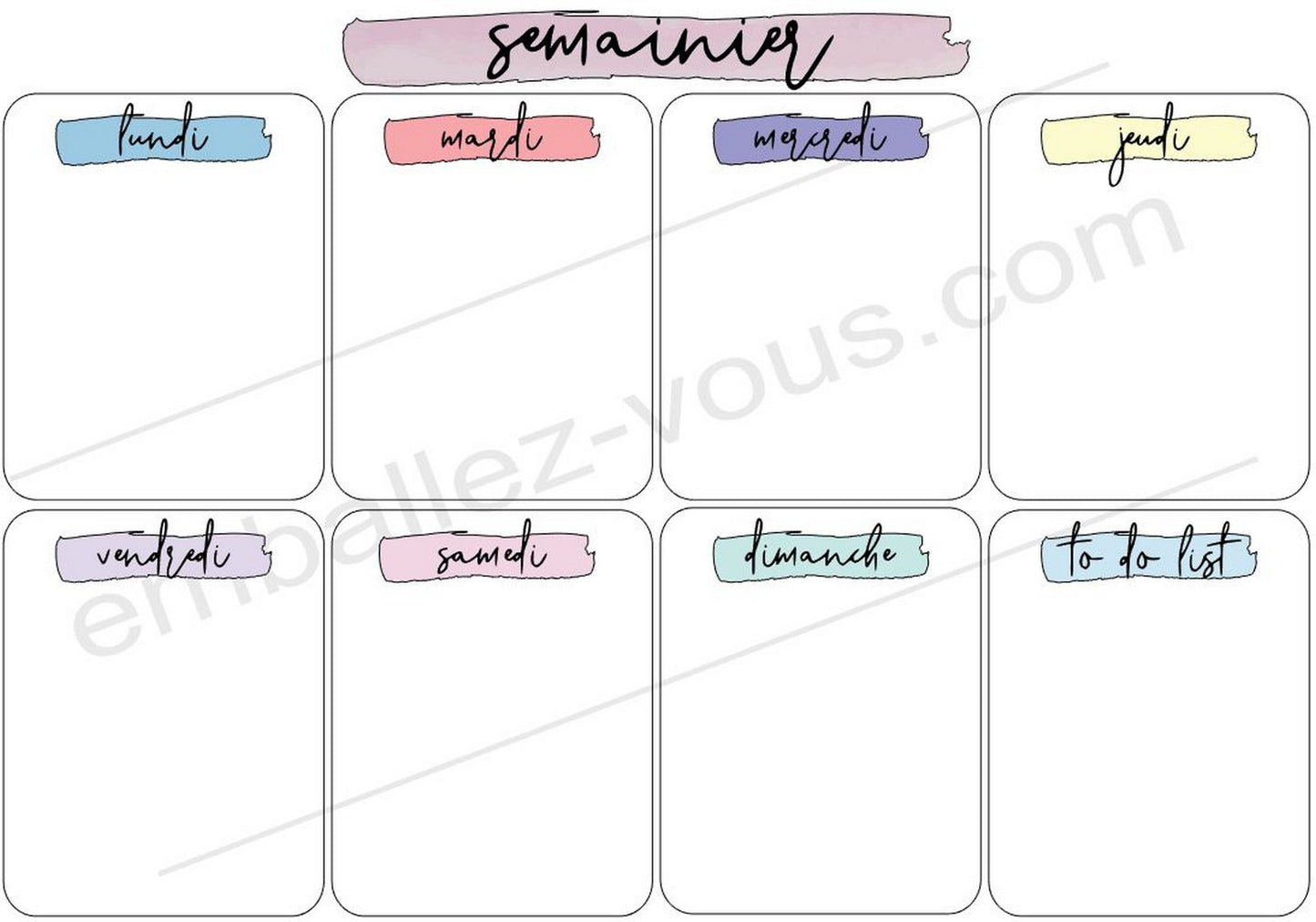 Semainier numérique format PDF à imprimer de chez vous