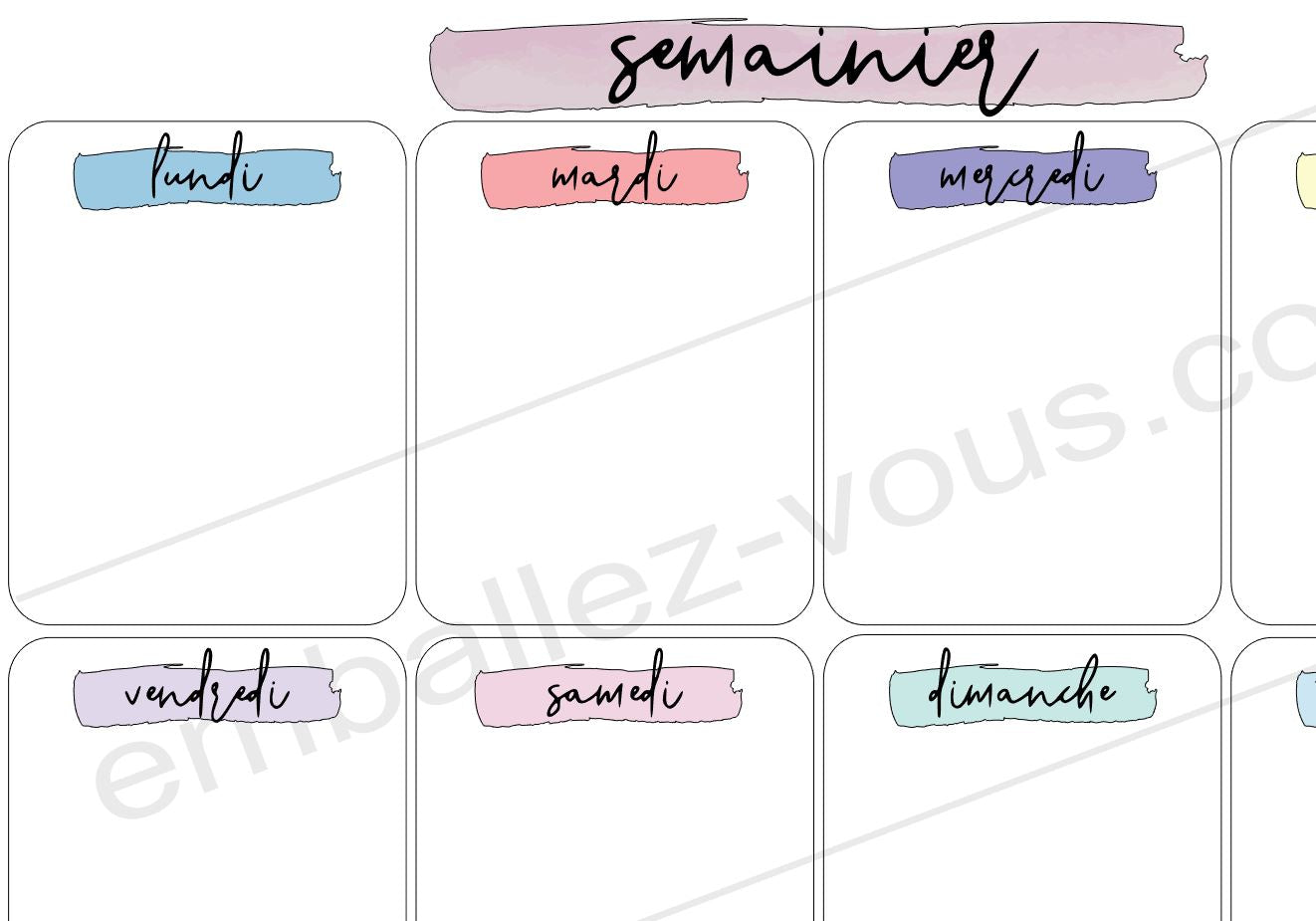 Semainier numérique format PDF à imprimer de chez vous