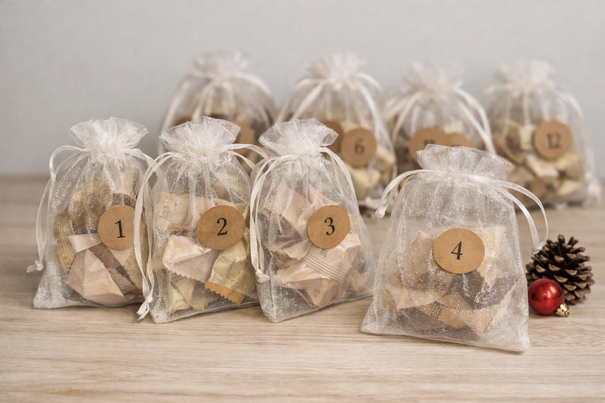 24 pochons en organza blanc - calendrier de l'avent