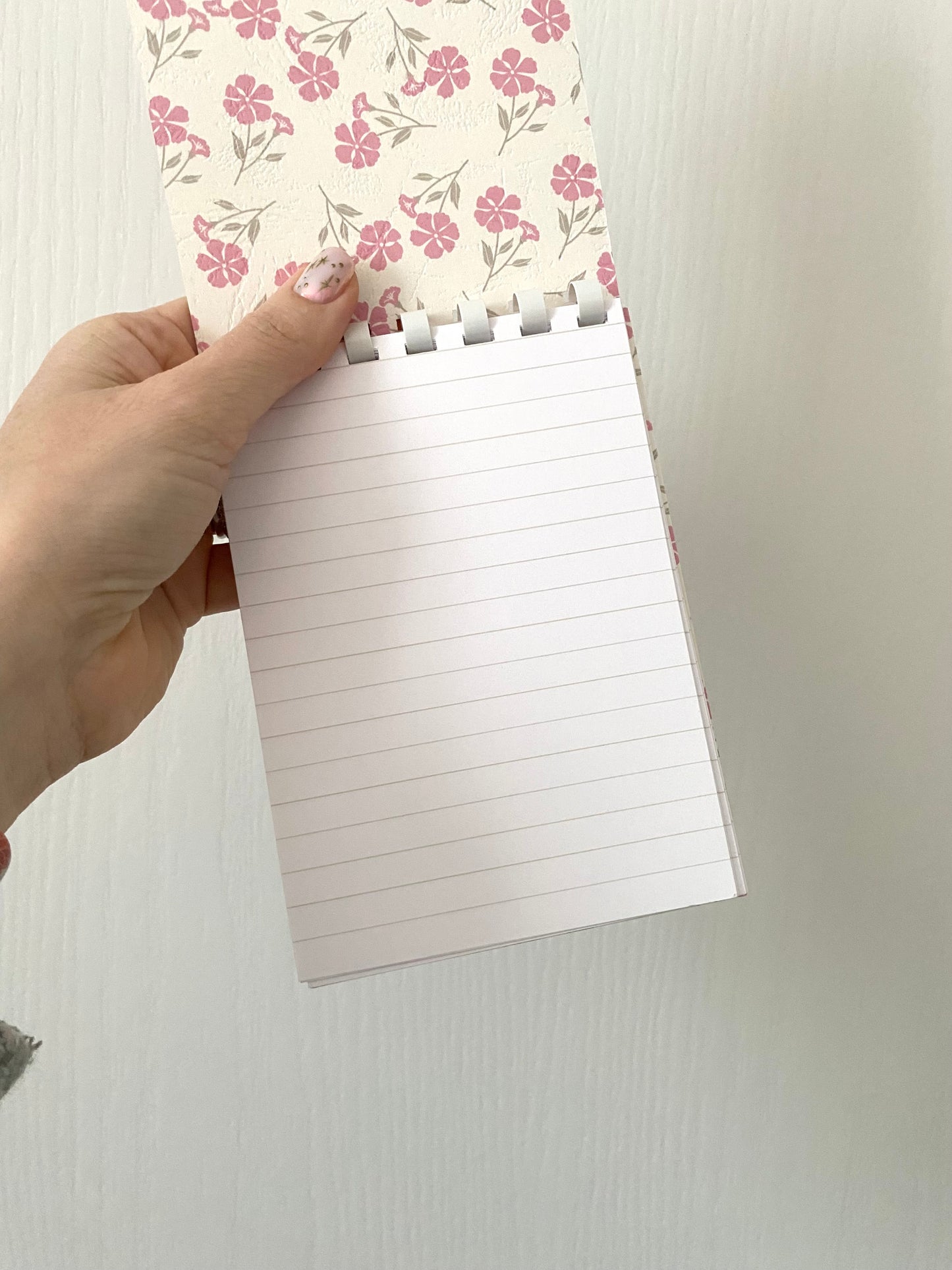 Carnet de notes fleuri rose et vert