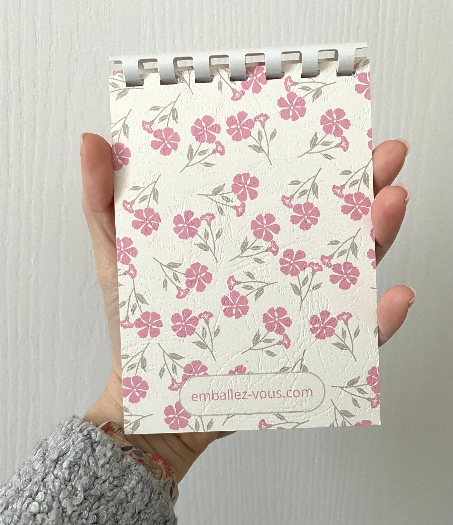 Carnet de notes fleuri rose et vert