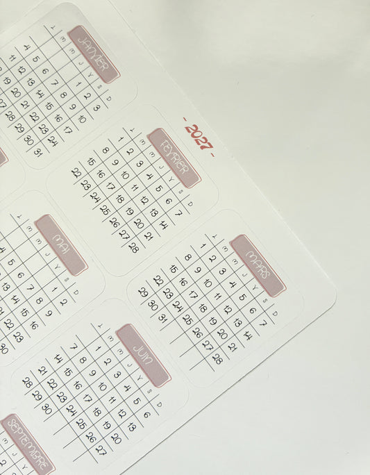 Calendrier autocollant 2027