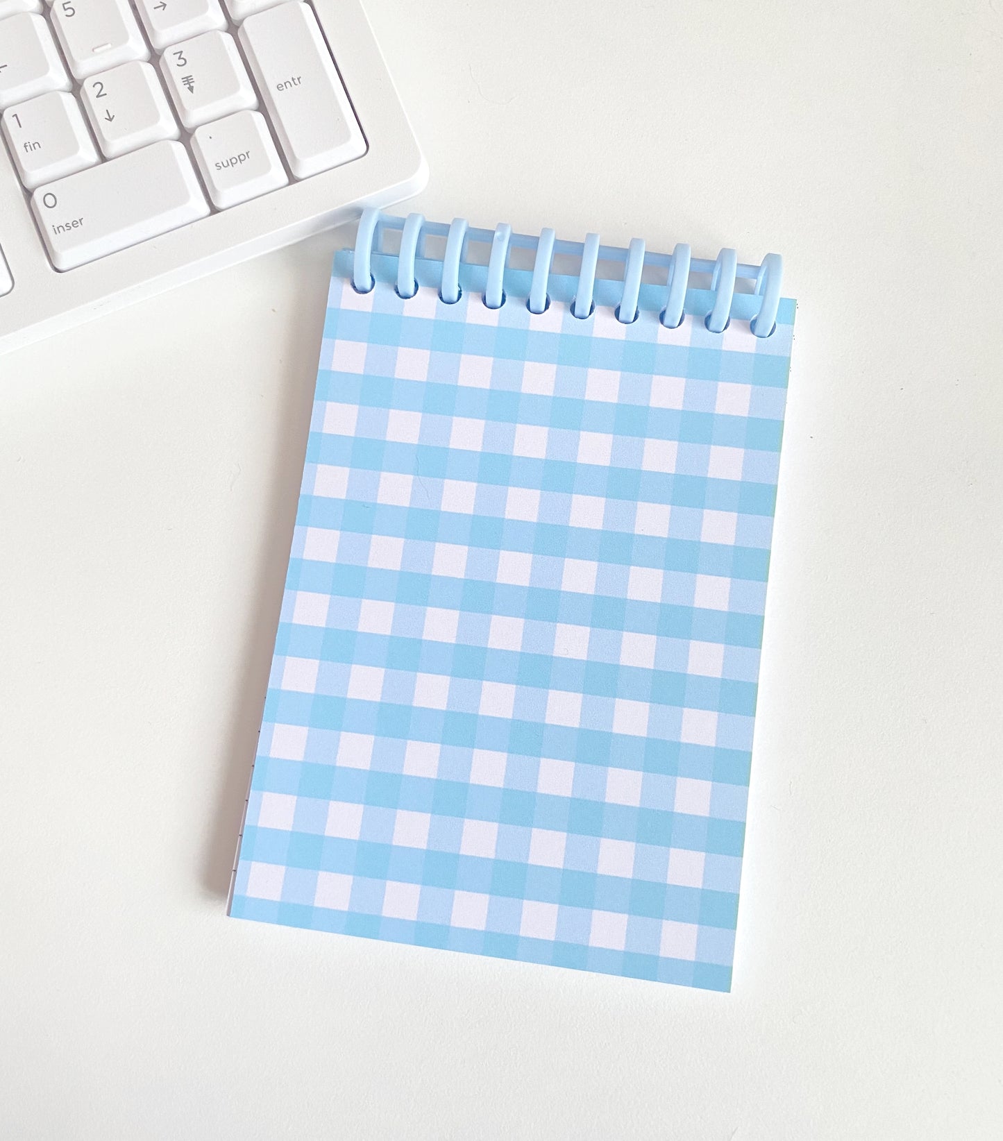 Carnet A6 vichy bleu et blanc