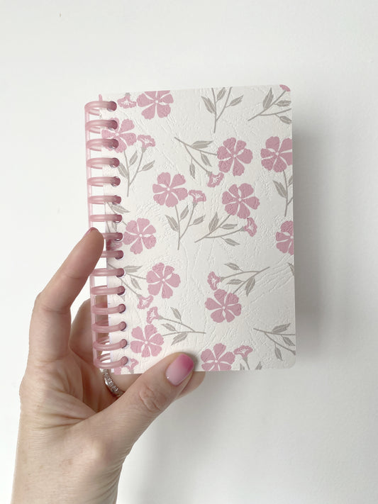 Carnet fleurs roses A6