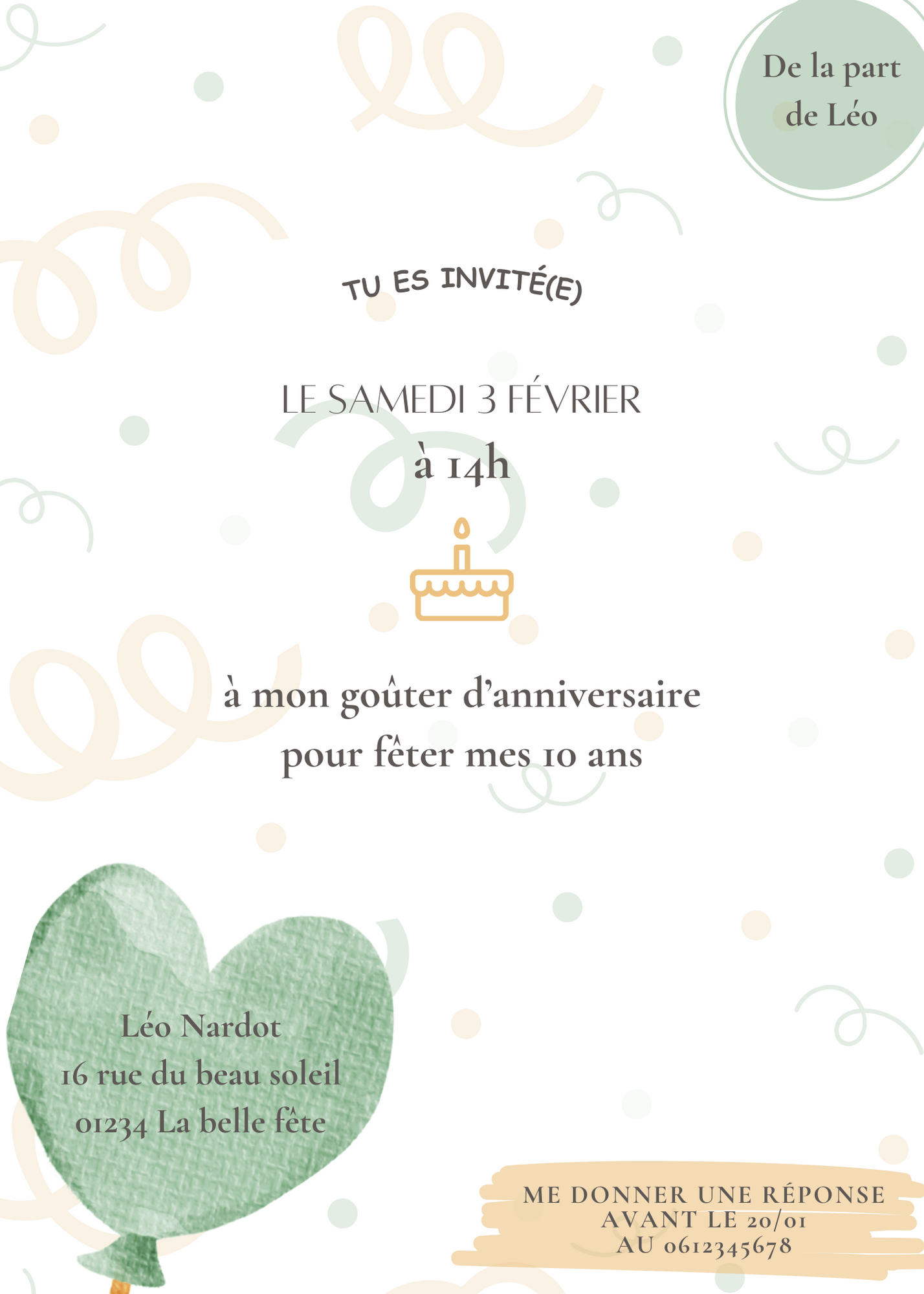 Carte d'invitation pour anniversaire (numérique)