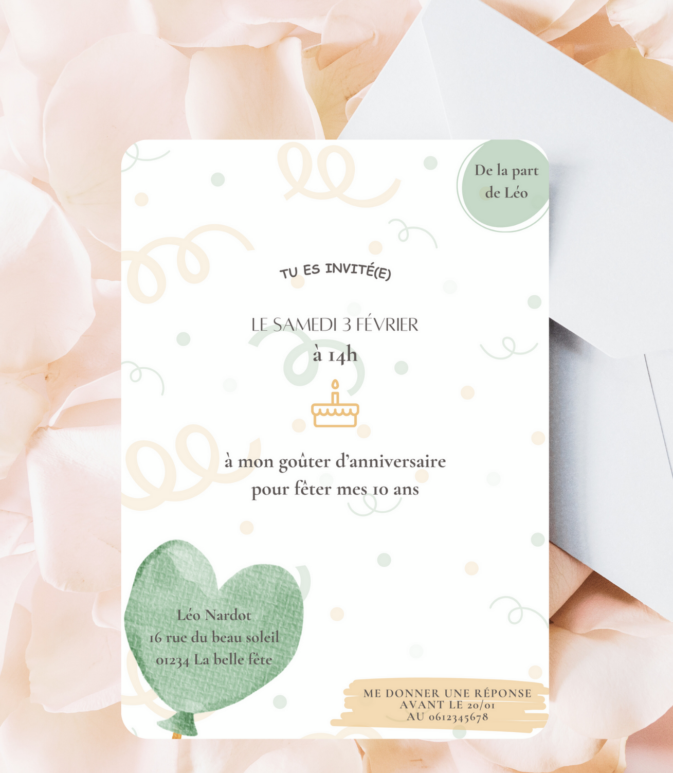 8 cartes d'invitation pour anniversaire