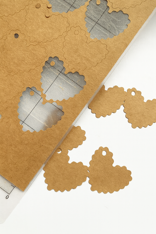 Etiquettes cœur ondulé en kraft