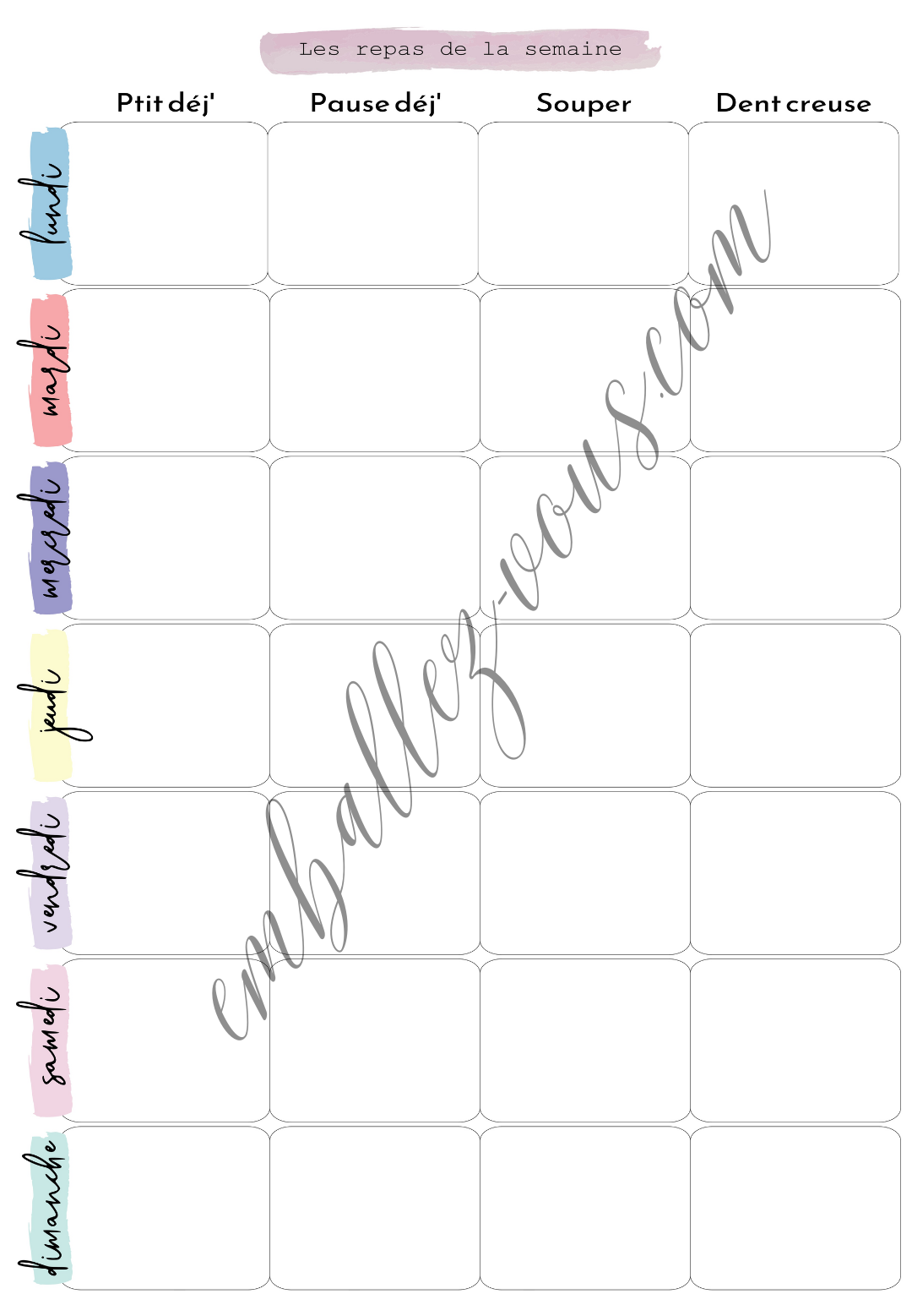 Planning de repas par semaine