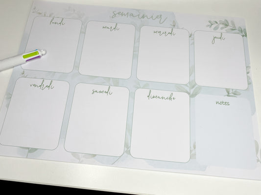 Planner semainier A4 à effeuiller