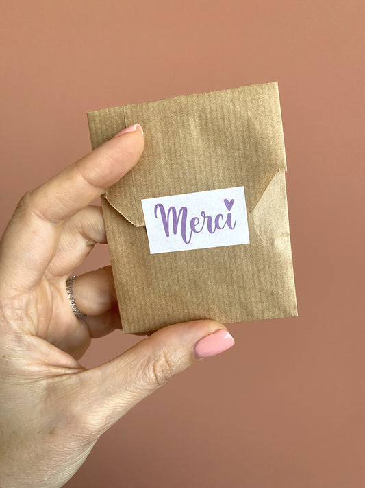 Autocollants "Merci" violet
