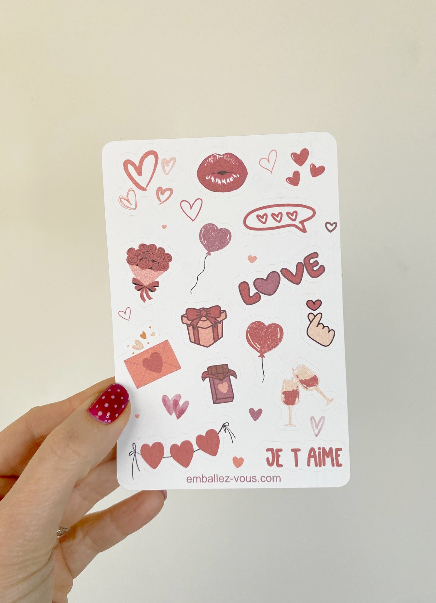 Feuille de stickers Saint Valentin