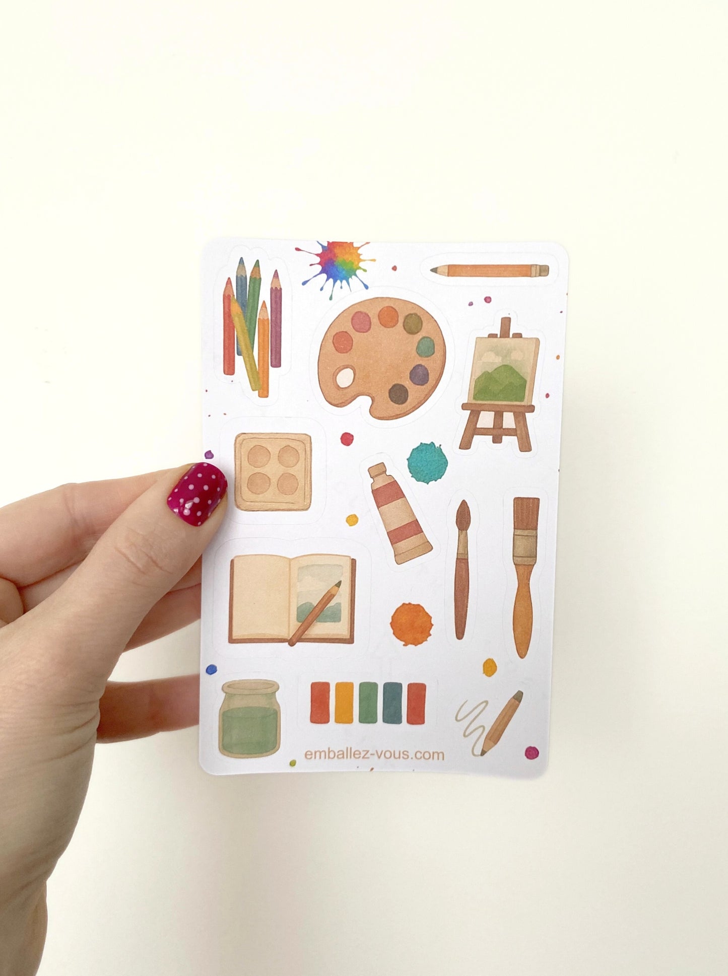 Feuille de stickers thème peinture