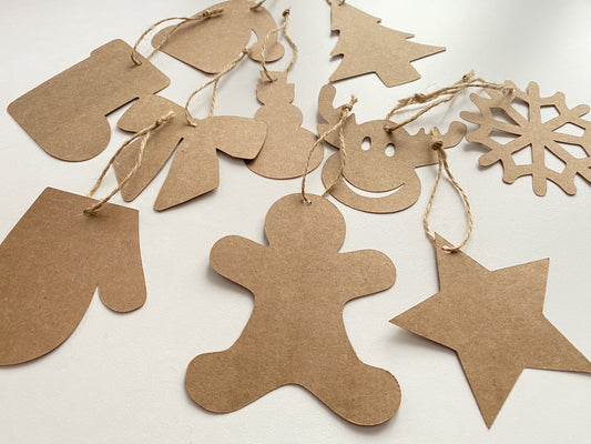 Lot de 10 décorations de Noël en carton à colorier ou à peindre