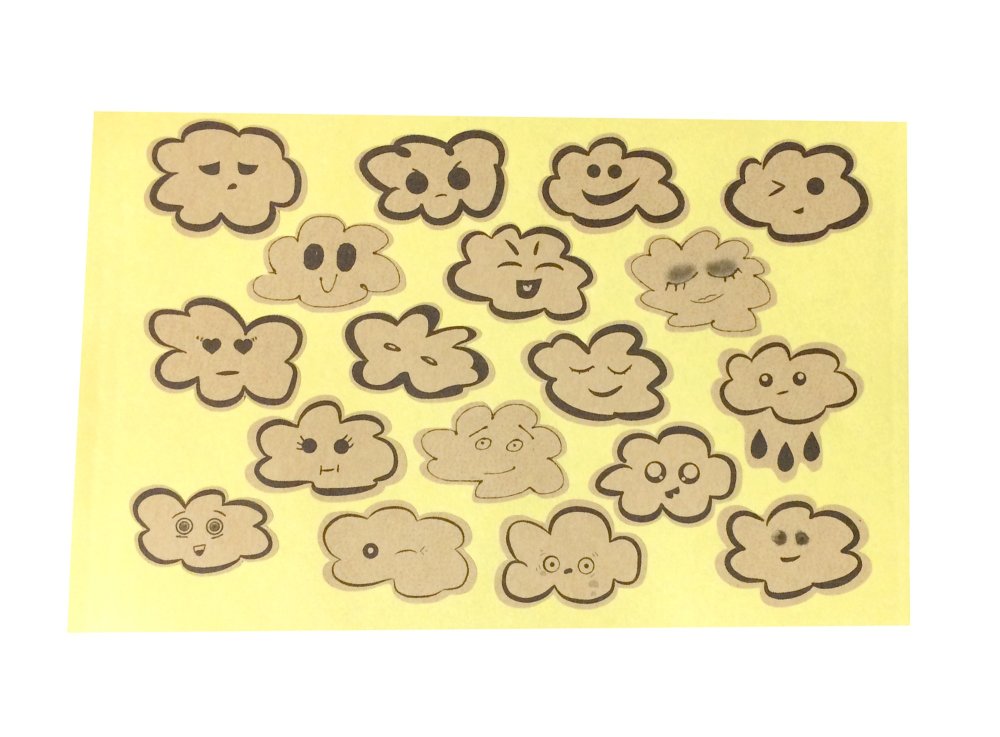 20 autocollants kawaii nuage kraft