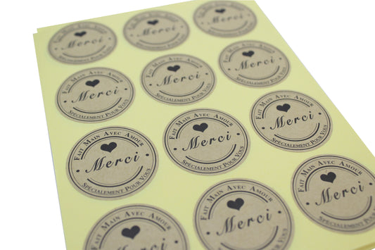 Stickers "Merci fait main avec amour"