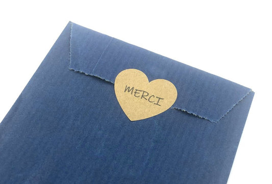 Stickers kraft cœur "Merci"